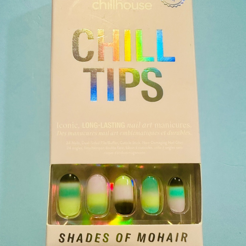 Chill House Chill Tips - Press Ons (Green, White, Black Nail Art)